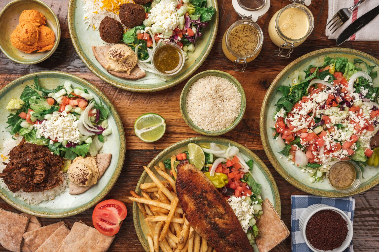 A Mediterranean table prepared for a shared meal